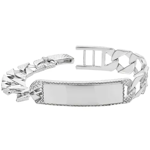 Silver Mens' Cast Id Bracelet 37.9g